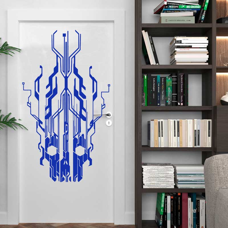 Chip Circuit Tech Skull Vinyl  - Tech Office Wall 评论和价格