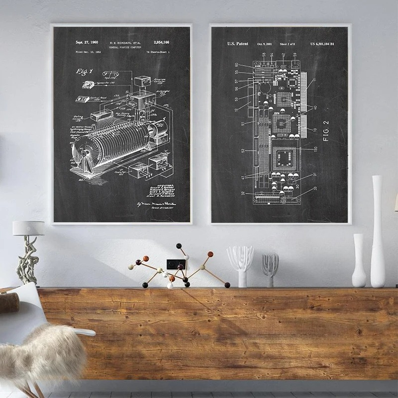 6Pcs Vintage Computer Patent W - Tech Office Wall 评论和价格
