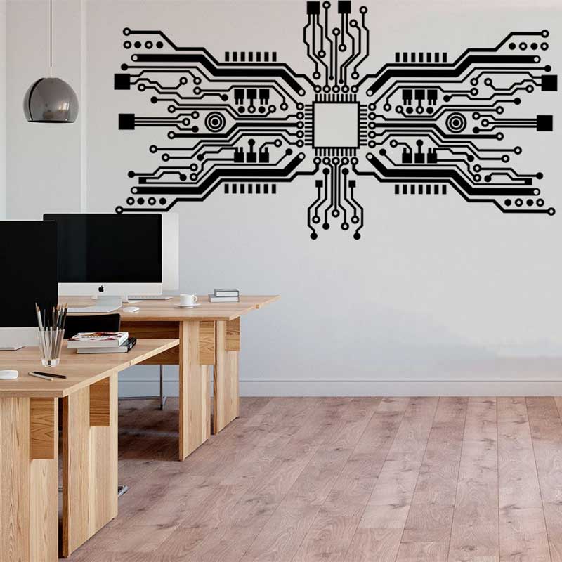 Circuit Board Chip Wall Sticke - Tech Office Wall 评论和价格