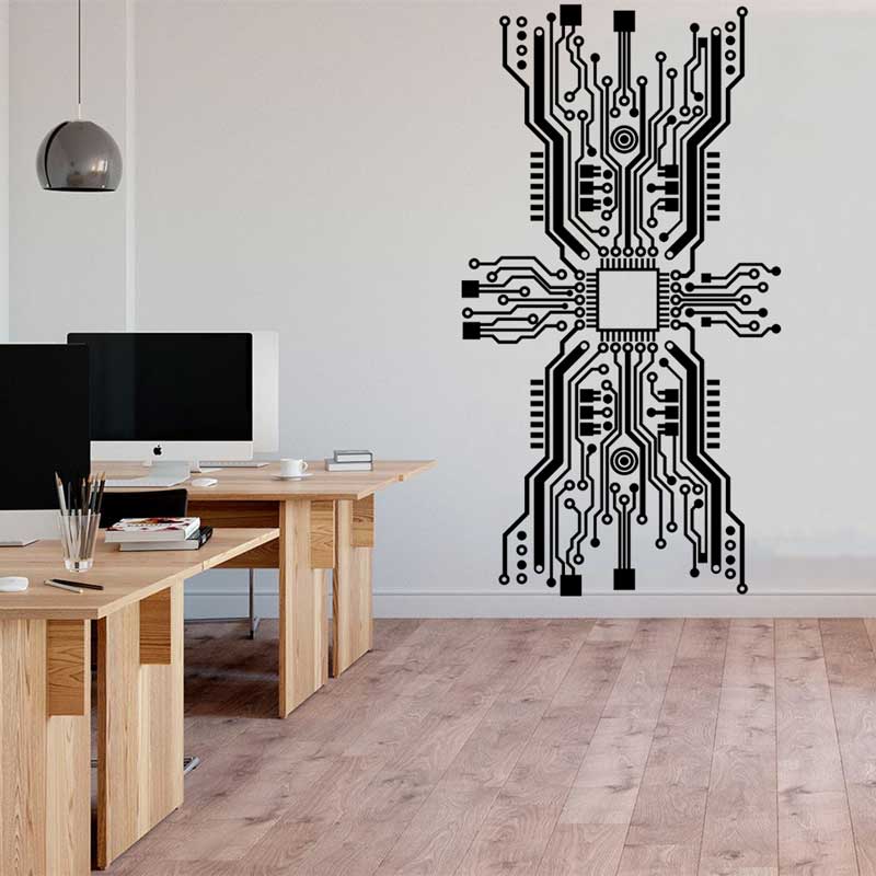 Circuit Board Chip Wall Sticke - Tech Office Wall 评论和价格